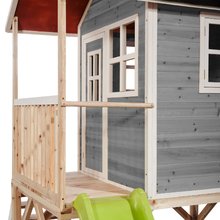 Drevené domčeky - Domček cédrový na pilieroch Loft 500 Grey Exit Toys s vodeodolnou strechou pieskoviskom a 1,75 m šmykľavkou sivý_2
