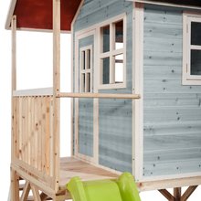 Dřevěné domečky - Domeček cedrový na pilířích Loft 500 Blue Exit Toys s voděodolnou střechou pískovištěm a 1,75 m skluzavkou modrý_2