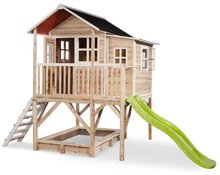 Darček SS24 - Hišica iz cedre na stebrih Loft 550 Natural Exit Toys velika z vodoodporno streho in peskovnikom ter 1,75 m toboganom naravna_0