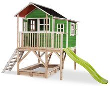 Darček SS24 - Kućica od cedrovine na stupovima Loft 550 Green Exit Toys velika s nepropusnim krovom i pješčanikom te toboganom od 1,75 m zelena_0