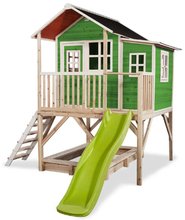 Darček SS24 - Kućica od cedrovine na stupovima Loft 550 Green Exit Toys velika s nepropusnim krovom i pješčanikom te toboganom od 1,75 m zelena_2