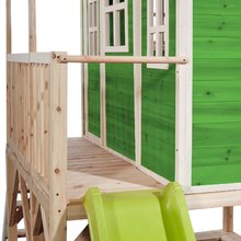 Darček SS24 - Domek cedrowy na filarach Loft 550 Green Exit Toys duży z wodoodpornym dachem piaskownicą i 1,75 m zjeżdżalnią zielony_3