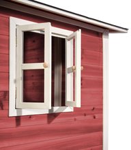 Lesene hišice - Hišica iz cedre na stebrih Loft 550 Red Exit Toys velika z vodoodporno streho in peskovnikom ter 1,75 m toboganom rdeča_0