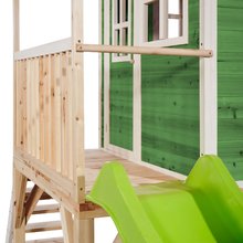 Lesene hišice - Hišica iz cedre na stebrih Loft 700 Green Exit Toys z vodoodporno streho in peskovnikom ter 2,28 m toboganom zelena_2