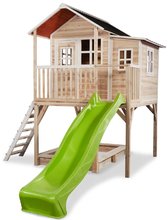 Lesene hišice - Hišica iz cedre na stebrih Loft 750 Natural Exit Toys velika z vodoodporno streho in peskovnikom ter 2,28 m toboganom naravna_1