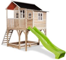 Lesene hišice - Hišica iz cedre na stebrih Loft 750 Natural Exit Toys velika z vodoodporno streho in peskovnikom ter 2,28 m toboganom naravna_2
