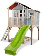 Drvene kućice - Kućica od cedrovine na stupovima Loft 750 Blue Exit Toys velika s nepropusnim krovom i pješčanikom te toboganom od 2,28m plava_1