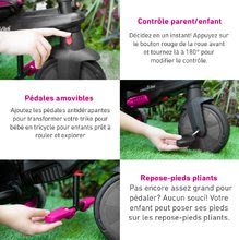 Tricycle à partir de 10 mois - Triporteur pliable smarTfold 400S Rose 6v1 smarTrike TouchSteering rose compacte avec des roues EVA à partir de 9 mois_3