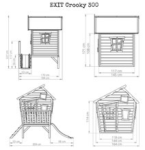 Drewniane domki - Domek cedrowy na filarach Crooky 300 Exit Toys z wodoodpornym dachem i zjeżdżalnią szaro beżowy_1