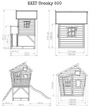 Dřevěné domečky - Domeček cedrový na pilířích Crooky 500 Exit Toys s voděodolnou střechou 1,75 m skluzavkou a pískovištěm šedo béžový_1