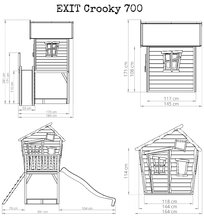 Lesene hišice - Hišica iz cedre na stebrih Crooky 700 Exit Toys z vodoodporno streho 2,28 m toboganom in peskovnikom_1