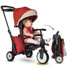 Trojkolky od 10 mesiacov - Trojkolka skladacia smarTfold 7v1 500 Stroller Melange smarTrike TouchSteering červená polstrovaná s EVA kolesami od 9 mesiacov ako kočík_1