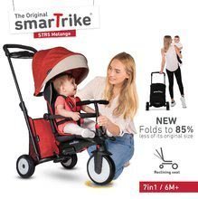 Trojkolky od 10 mesiacov - Trojkolka skladacia smarTfold 7v1 500 Stroller Melange smarTrike TouchSteering červená polstrovaná s EVA kolesami od 9 mesiacov ako kočík_3