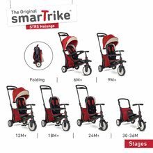 Trojkolky od 10 mesiacov - Trojkolka skladacia smarTfold 7v1 500 Stroller Melange smarTrike TouchSteering červená polstrovaná s EVA kolesami od 9 mesiacov ako kočík_0