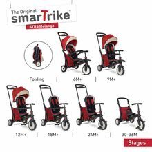 Trojkolky od 10 mesiacov - Trojkolka skladacia smarTfold 7v1 500 Stroller Melange smarTrike TouchSteering červená polstrovaná s EVA kolesami od 9 mesiacov ako kočík_1