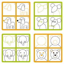 Crtanje i slikanje - Didaktička igra ploča Crtaj i briši Dohány zelena – Učimo crtati životinje korak po korak_2