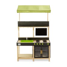 Bucătării de jucărie din lemn - Bucătărie din cedru cu apă curgătoare Yummy 300 Outdoor Play Kitchen Exit Toys exterioară cu cuptor acoperiș și ustensile de bucătărie de la 24 de luni_0