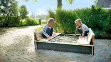 Bacs à sable en bois - Parc de sable cèdre avec des bancs et une couverture Aksent wooden sandpit Exit Toys grand 136*132cm_0