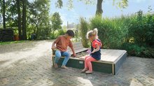 Drevené pieskoviská - Pieskovisko cédrové s lavicami a krytom Aksent wooden sandpit Exit Toys veľké 136*132cm_1