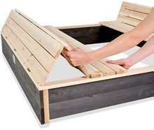 Leseni peskovniki - Peskovnik iz cedre s klopmi in pokrovom Aksent wooden sandpit Exit Toys velik 136*132cm_1