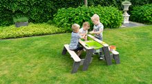 Bacs à sable en bois - Table à eau et sable Aksent Sand&Water Table Exit Toys en bois de cèdre Picnic avec 2 bancs et abri_0