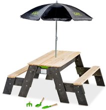 Nisipare din lemn - Nisipar din cedru cu măsuță pentru apă și nisip Aksent sand&water table Deluxe Exit Toys de picnic cu 2 bănci umbrelă capac și accesorii_0