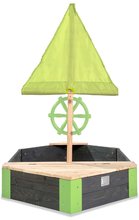 Drewniane piaskownice - Piaskownica cedrowa łódź z kołem sterowym Aksent Boat Sandpit Exit Toys masztem z żaglem i schowkiem 190x90 cm_2