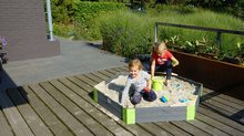 Nisipare din lemn - Nisipar din cedru Hexagon Aksent Hexagonal Sandpit Exit Toys mediu cu 3 scaune 160*140 cm_2