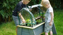 Meble ogrodowe dla dzieci - Stół dla ogrodnika, sosnowy Aksent planter table Deluxe Exit Toys duży, z parnikiem i narzędziami, pojemność 45 litrów_2