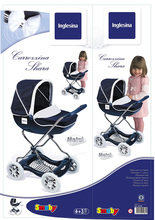 Wózki od 18 miesięcy - Wózek dla lalki Shara Smoby głęboki (72 cm rączka) srebrno-niebieski_1