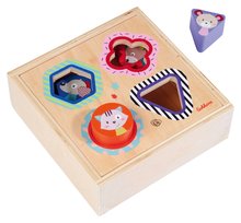 Dřevěné didaktické hračky - Dřevěná vkládačka Shape Sorter Box Friends Eichhorn se 4 kostkami s motivem zvířátek od 12 měsíců_3