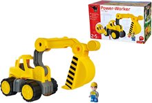 Stavebné stroje - Bager Power Worker Digger + Figurine BIG pracovný stroj 67 cm s gumenými kolesami od 2 rokov_2