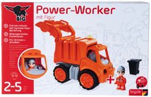 Kamioni - Smetlarsko vozilo Power Worker Garbage Truck+Figurine BIG s kantom za smeće i pokretnim elementima - gumirani kotači od 2 godine_4