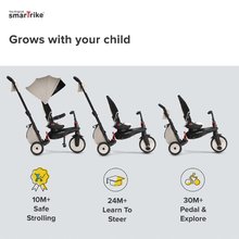 Tricikli za djecu od 10 mjeseci - Tricikl i kolica sklopivi STR7J Warm Grey 7u1 smarTrike sivi s preklopnom sjedalicom Touch Steering s EVA kotačima od 6 mjes_2