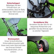 Kinderdreiräder ab 6 Monaten - Dreirad und Kinderwagen faltbar STR7 Urban 7in1 smarTrike Jeans mit Klappsitz TouchSteering mit EVA-Rädern ab 6 Monaten_4