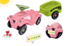 Poganjalci kompleti - Komplet poganjalec avto Flower BIG Bobby Car Classic rožnati in prikolica z registrsko tablico od 12 mes_22