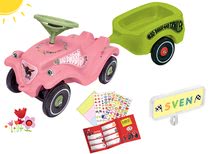 Rutschfahrzeuge Sets - Set Rutscher Auto Flower BIG Bobby Car Klassisch rosa und Anhänger Trolley mit Kennzeichen ab 12 Monaten_21