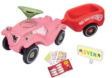 Poganjalci kompleti - Komplet poganjalec avto Flower BIG Bobby Car Classic rožnati in prikolica z registrsko tablico od 12 mes_19