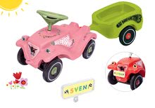 Rutschfahrzeuge Sets - Set Rutscher Auto Flower BIG Bobby Car Klassisch rosa und Anhänger Trolley mit Kennzeichen ab 12 Monaten_20