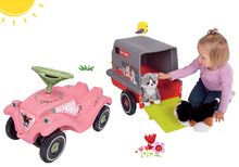 Seturi babytaxiuri - Set babytaxiu maşină Flower BIG Bobby Car Classic roz şi remorcă pentru transportarea animalelor Bobby Pet Caddy de la 12 luni_10