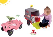 Poganjalci kompleti - Komplet poganjalec avto Flower BIG Bobby Car Classic rožnati in prikolica za živalce Bobby Pet Caddy od 12 mes_9