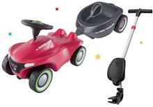 Babytaxiuri de la 12 luni - Set babytaxiu Bobby Car Neo BIG roz cu sunet cu roți din cauciuc 3-straturi și remorcă ovală și mâner de împins cu spătar ergonomic_0