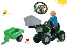 Detské šliapacie vozidlá sety - Set šliapací traktor Maxi John XL BIG s nakladačom s prívesom a interaktívny volant so zvukom_14