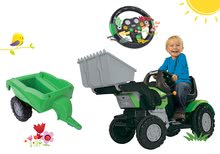 Detské šliapacie vozidlá sety - Set šliapací traktor Maxi John XL BIG s nakladačom s prívesom a interaktívny volant so zvukom_13