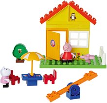 Stavebnice ako LEGO - Stavebnica Peppa Pig Garden House PlayBig Bloxx BIG domček s posedením a hojdačkou 2 postavičky 26 dielov od 1,5-5 rokov_0