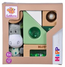 Jucării pentru dezvoltarea abilitătii copiiilor - Cuburi didactice din lemn cu sunet Baby HIPP Sound Blocks Eichhorn cu măgar de pluș 8 piese de la 12 luni_0