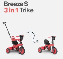 Trojkolky od 10 mesiacov - Trojkolka s košíkom na fľašku Breeze S Red 3v1 SmarTrike s tlmičom a voľnobehom červená od 10 mes_1