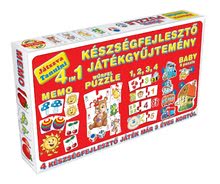 Spoločenské hry pre deti - Súprava hier 4 v 1 Dohány červená/zelená_1