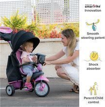 Tricikli za djecu od 10 mjeseci - Tricikl Swirl DLX 4u1 Grey&Pink TouchSteering smarTrike s ublaživačem vibracija i slobodnim hodom + UV filter sivo-ružičasti od 10 mjes_0