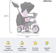 Triciklik 10 hónapos kortól - Tricikli Swirl DLX 4in1 Grey&Pink TouchSteering smarTrike lengéscsillapítóval szabadonfutó + UV védelem rózsaszín-szürke 10 hó-tól_3